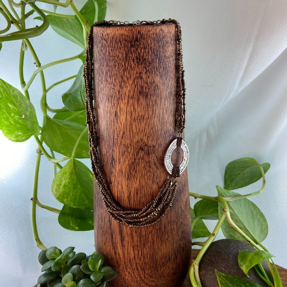 Silpada Silver and Bronze Seed Bead Necklace - Picture 1 of 12